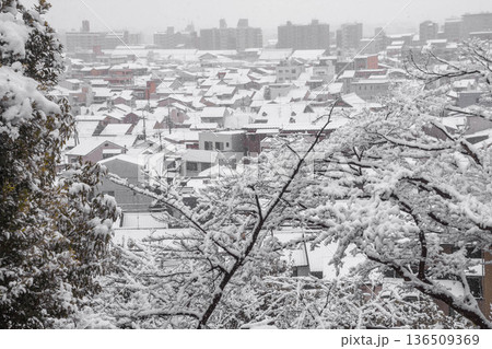 大雪の景色 京都市の眺望 大雪の景色 京都市の眺望 136509369