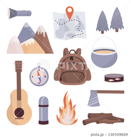 tourism and camping goods set 136509689