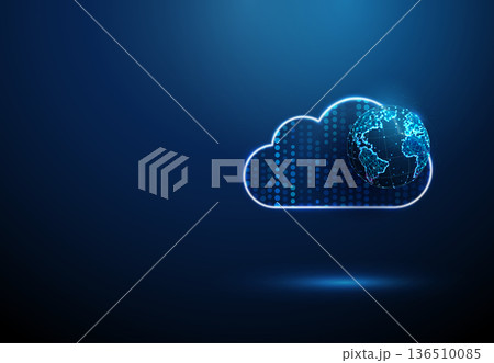 3d blue neon data cloud with planet Earth. Global data exchange, cloud computing, worldwide connectivity, digital infrastructure, internet technologies concept. 3d blue neon data cloud with planet Earth. Global data exchange, cloud computing, worldwide connectivity, digital infrastructure, internet technologies concept. 136510085