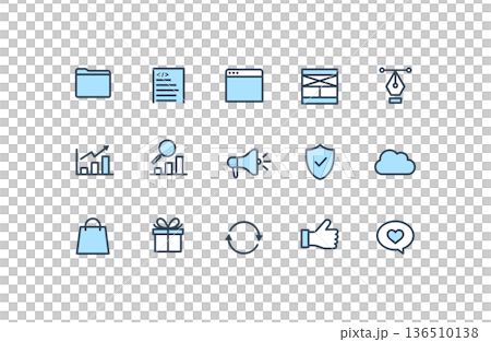 Business and marketing simple icon set (blue accent) 136510138
