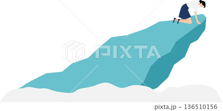 崖っぷちに立たされるビジネスウーマンのイラスト 136510156