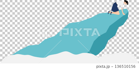 崖っぷちに立たされるビジネスウーマンのイラスト 136510156