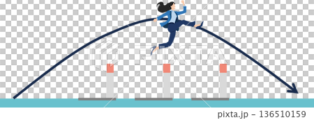 圧倒的速度でスキルアップしているビジネスウーマンのイラスト 圧倒的速度でスキルアップしているビジネスウーマンのイラスト 136510159