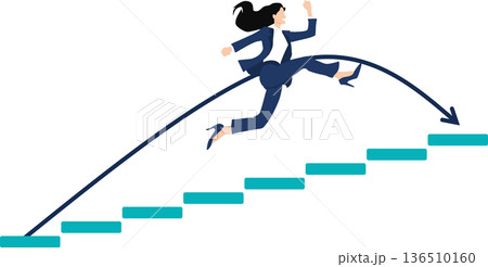 圧倒的速度でスキルアップしているビジネスウーマンのイラスト 圧倒的速度でスキルアップしているビジネスウーマンのイラスト 136510160