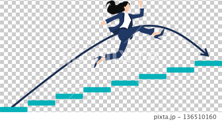 圧倒的速度でスキルアップしているビジネスウーマンのイラスト 圧倒的速度でスキルアップしているビジネスウーマンのイラスト 136510160