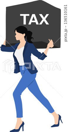 重い税率がのしかかっているビジネスウーマンのイラスト 136510161