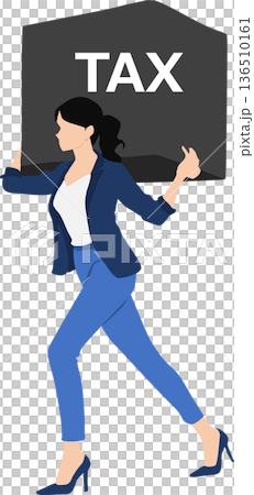 重い税率がのしかかっているビジネスウーマンのイラスト 136510161