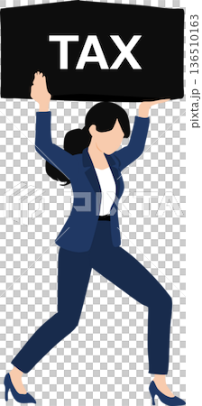 重い税率がのしかかっているビジネスウーマンのイラスト 136510163
