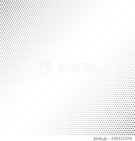 Abstract black and white halftone dots background. Vector gradient pattern with wavy transition for modern graphic design, minimalist backdrop, and digital texture. 136511374
