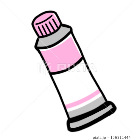 絵の具チューブのシンプルイラストアイコン(ピンク) 絵の具チューブのシンプルイラストアイコン(ピンク) 136511444