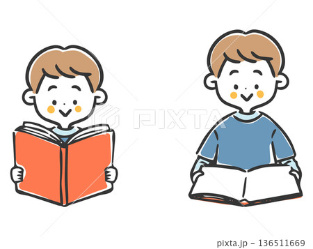 本を読む男の子　ベクター 136511669
