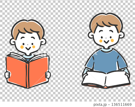 本を読む男の子　ベクター 136511669