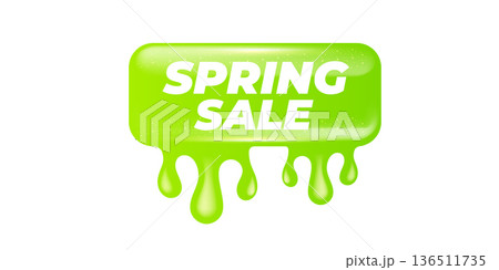 Green Spring Sale vector banner with liquid dripping effect, creative green gradient typography isolated on white background for retail promotion and seasonal discount Green Spring Sale vector banner with liquid dripping effect, creative green gradient typography isolated on white background for retail promotion and seasonal discount 136511735