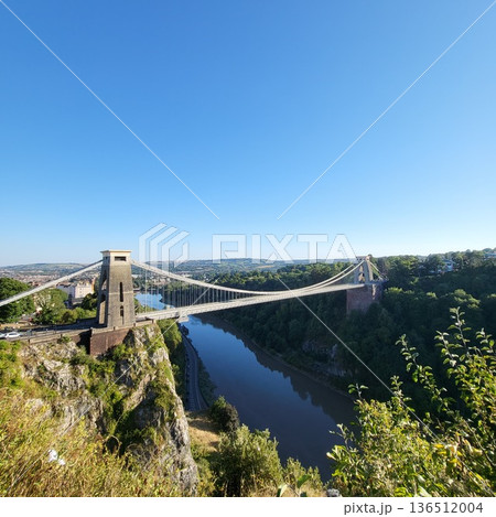 This is Clifton Suspension Bridge with hot ballon in summer time This is Clifton Suspension Bridge with hot ballon in summer time 136512004