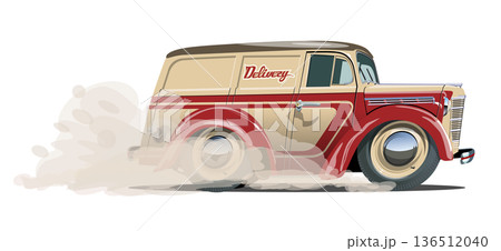 Cartoon retro delivery van Cartoon retro delivery van 136512040