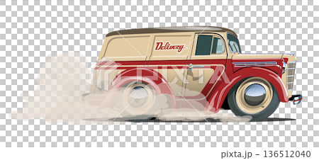 Cartoon retro delivery van Cartoon retro delivery van 136512040