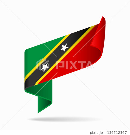 Saint Kitts and Nevis flag ribbon icon for patriotic, cultural, or national designs. Vector illustration. 136512567