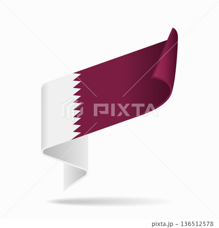Qatari flag ribbon icon for patriotic,...のイラスト素材 [136512578] - PIXTA