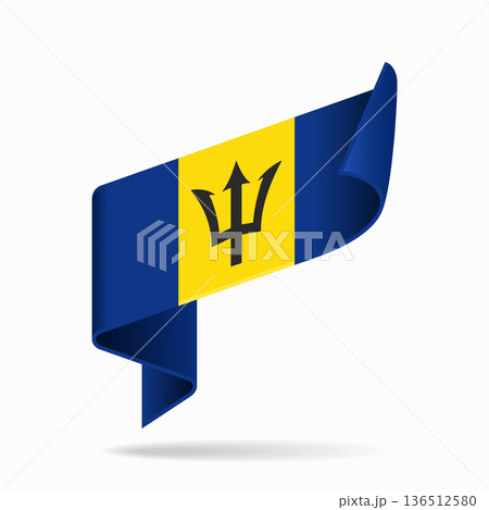 Barbadian flag ribbon icon for patriotic, cultural, or national designs. Vector illustration. 136512580