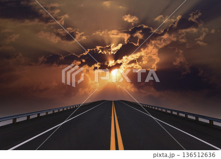 Road lines, clouds and sky in florida Road lines, clouds and sky in florida 136512636