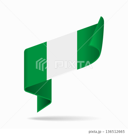 Nigerian flag ribbon icon for patriotic, cultural, or national designs. Vector illustration. 136512665