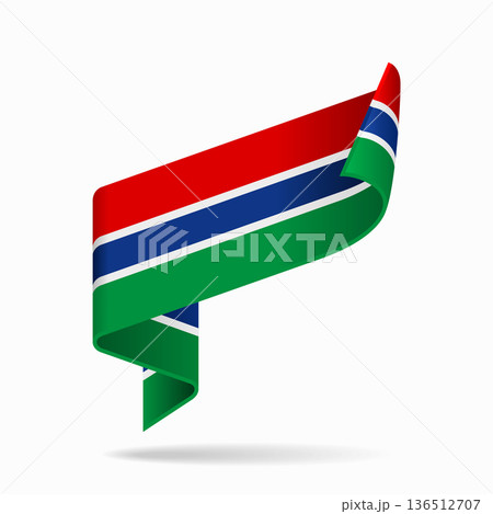 Gambian flag ribbon icon for patriotic, cultural, or national designs. Vector illustration. Gambian flag ribbon icon for patriotic, cultural, or national designs. Vector illustration. 136512707