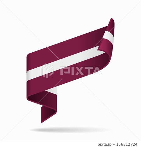 Latvian flag ribbon icon for patriotic, cultural, or national designs. Vector illustration. 136512724