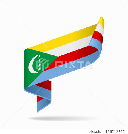 Comoros flag ribbon icon for patriotic, cultural, or national designs. Vector illustration. 136512735