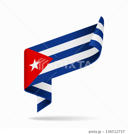 Cuban flag ribbon icon for patriotic, cultural, or national designs. Vector illustration. 136512737
