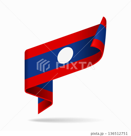 Laotian flag ribbon icon for patriotic, cultural, or national designs. Vector illustration. 136512751