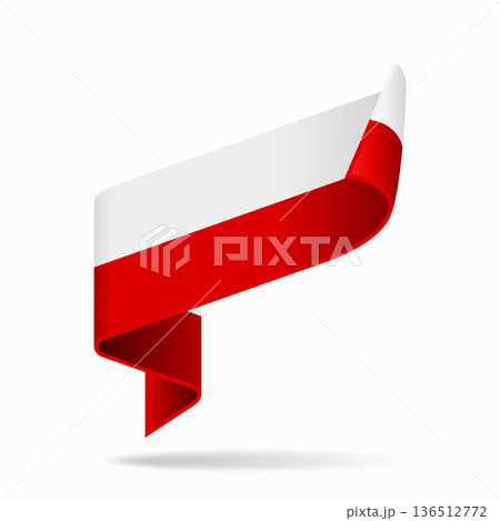 Polish flag ribbon icon for patriotic, cultural, or national designs. Vector illustration. 136512772