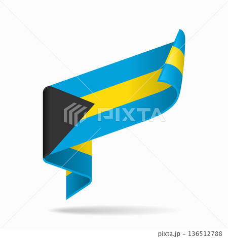 Bahamian flag ribbon icon for patriotic, cultural, or national designs. Vector illustration. 136512788