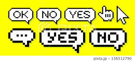 Pixel art speech bubble set 136512790