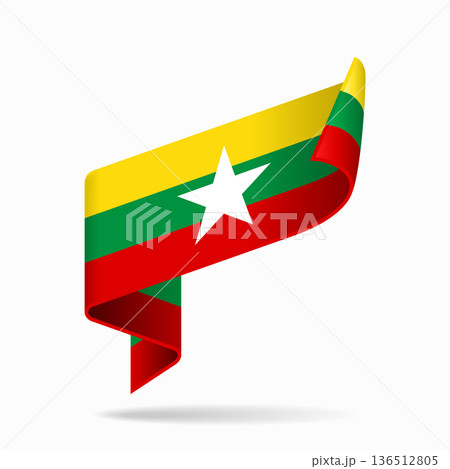 Myanmar flag ribbon icon for patriotic, cultural, or national designs. Vector illustration. Myanmar flag ribbon icon for patriotic, cultural, or national designs. Vector illustration. 136512805