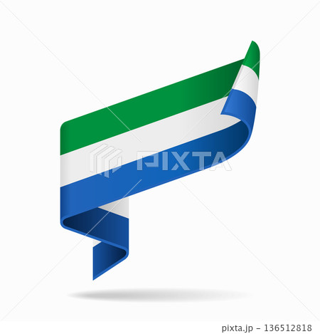 Sierra Leone flag ribbon icon for patriotic, cultural, or national designs. Vector illustration. 136512818