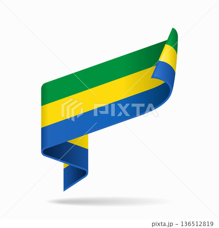 Gabon flag ribbon icon for patriotic, cultural, or national designs. Vector illustration. 136512819