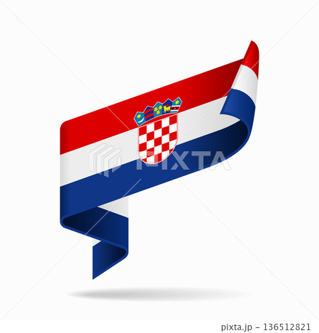 Croatian flag ribbon icon for patriotic, cultural, or national designs. Vector illustration. 136512821