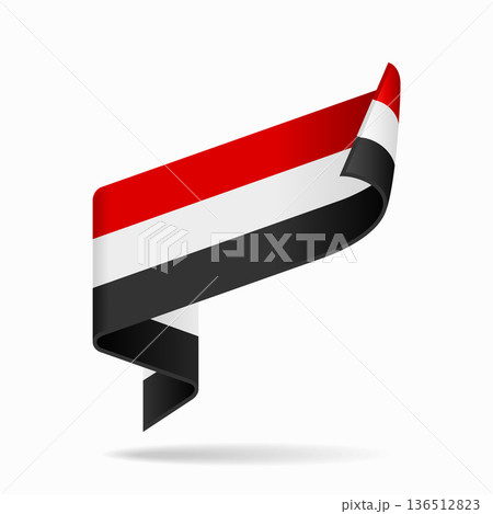 Yemeni flag ribbon icon for patriotic, cultural, or national designs. Vector illustration. 136512823