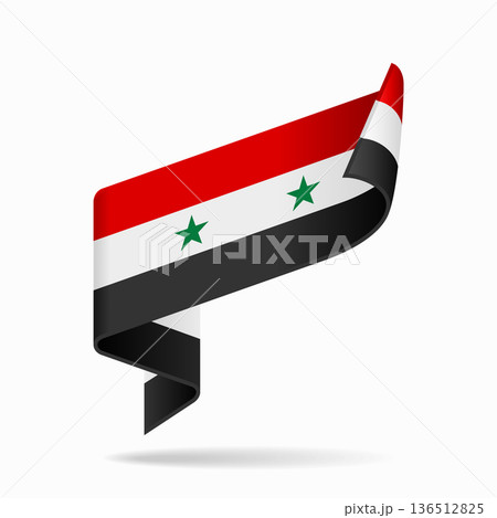 Syrian flag ribbon icon for patriotic, cultural, or national designs. Vector illustration. 136512825