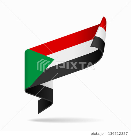 Sudanese flag ribbon icon for patriotic, cultural, or national designs. Vector illustration. 136512827