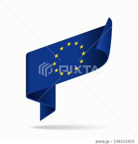 European Union flag ribbon icon for patriotic, cultural, or national designs. Vector illustration. 136512855