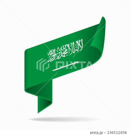 Saudi Arabian flag ribbon icon for patriotic, cultural, or national designs. Vector illustration. 136512856