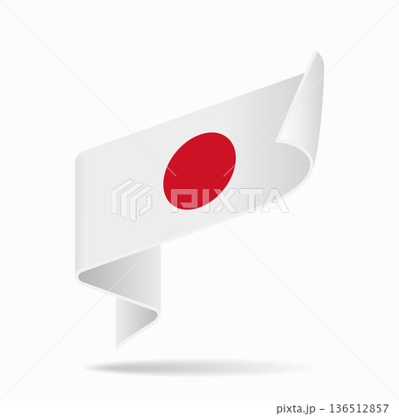 Japanese flag ribbon icon for patriotic, cultural, or national designs. Vector illustration. 136512857