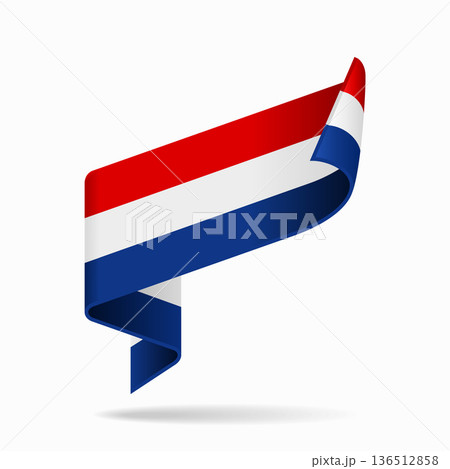 Dutch flag ribbon icon for patriotic, cultural, or national designs. Vector illustration. 136512858