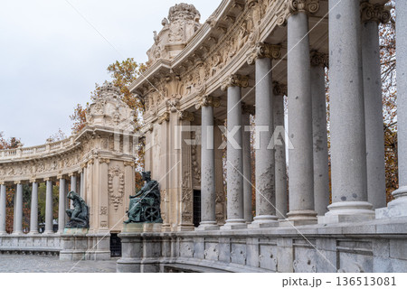 Alfonso XII monument in Buen Retiro Park, large public park in Madrid, Spain 136513081