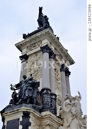 Alfonso XII monument in Buen Retiro Park, large public park in Madrid, Spain Alfonso XII monument in Buen Retiro Park, large public park in Madrid, Spain 136513094