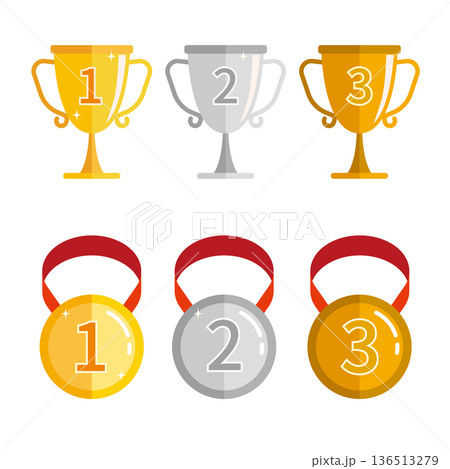 トロフィーとメダル 136513279