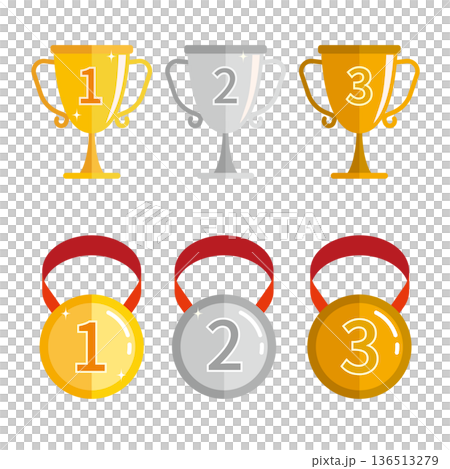 トロフィーとメダル 136513279