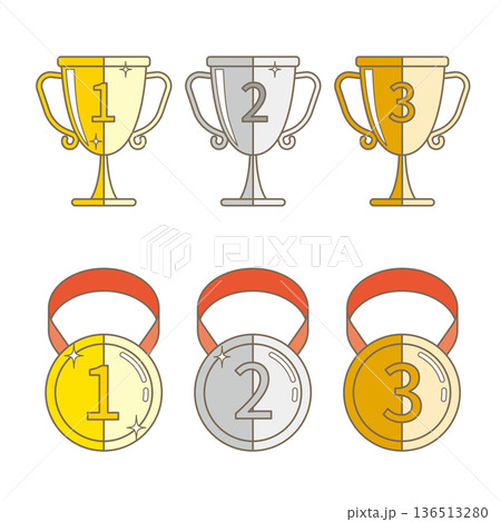 トロフィーとメダル 136513280