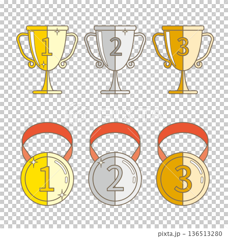 トロフィーとメダル 136513280